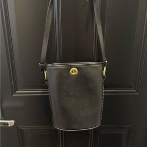 Sancia Black Leather Bucket Bag